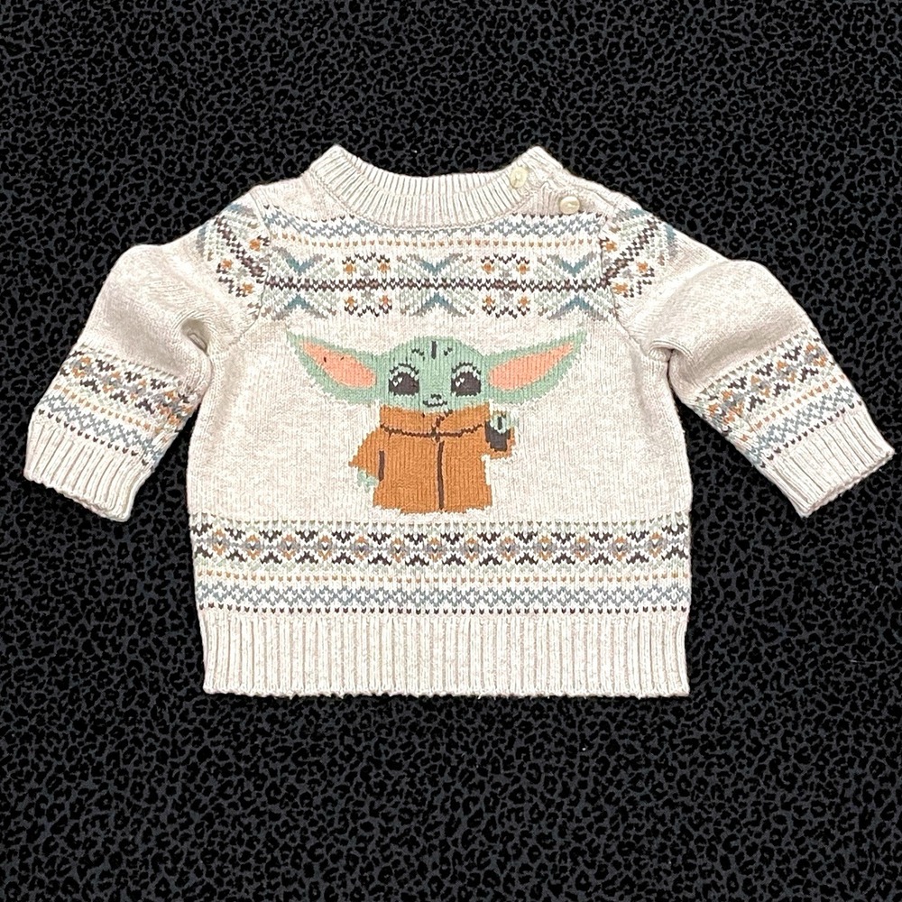 Baby Gap Boys Sweater 6-12M Fair Isle Star Wars Fall Winter Long Sleeves Yoda